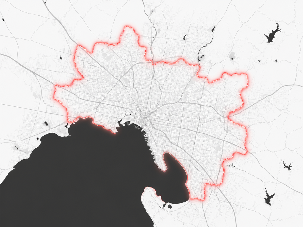 Melbourne metropolitan area map showing Dannys HVAC service border